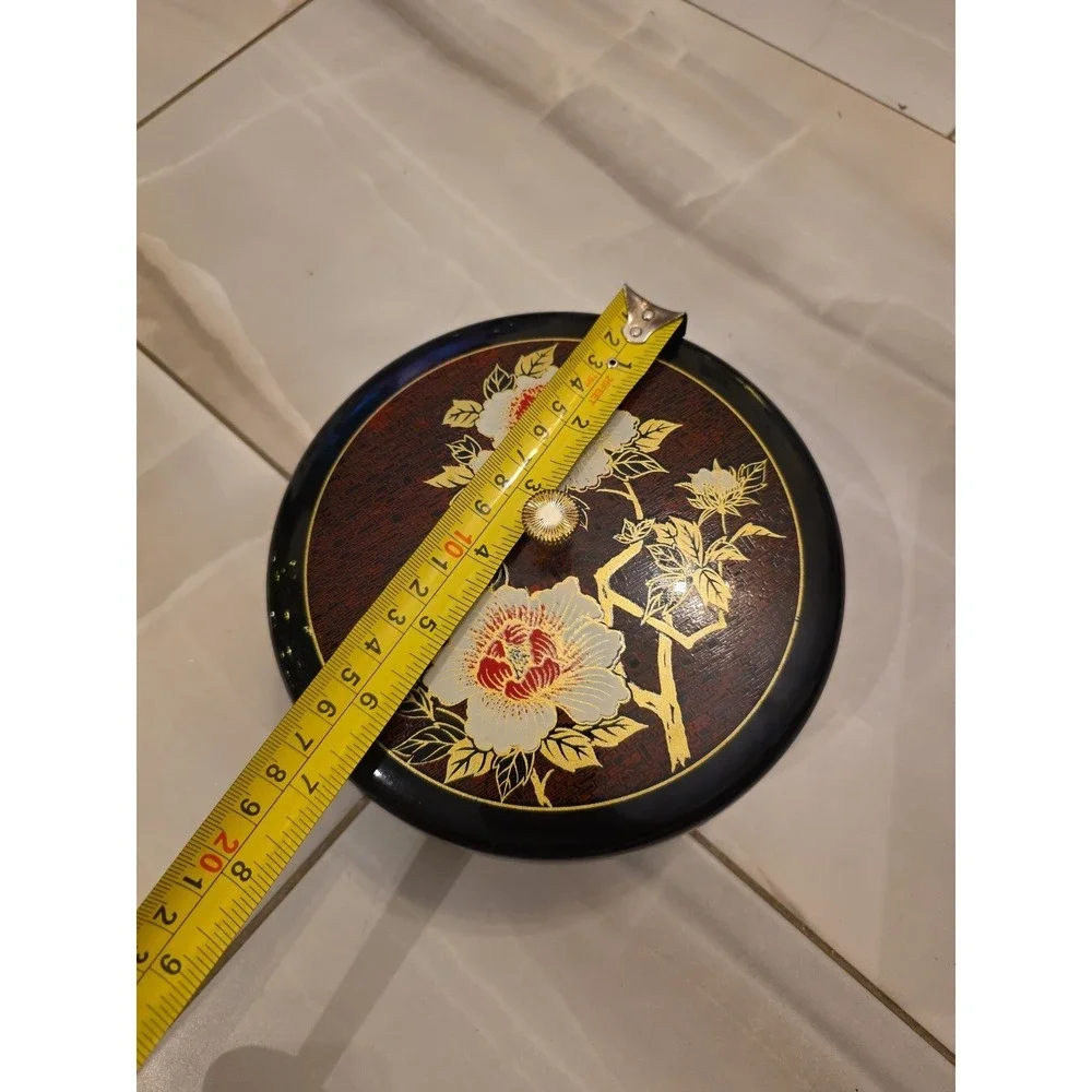 Japanese Lacquerware Bento Box Lazy Susan Floral‎ Design Removable Tray B2